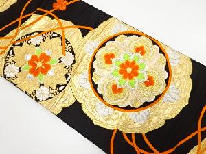 アンティーク　鏡裏に花模様織り出し袋帯（着用可）